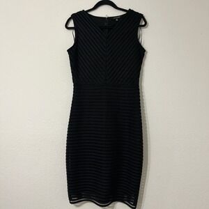 Wardrobe A Black Lace Mesh Bodycon Size 6 Sleeveless V-Neck  Cocktail LBD Dress